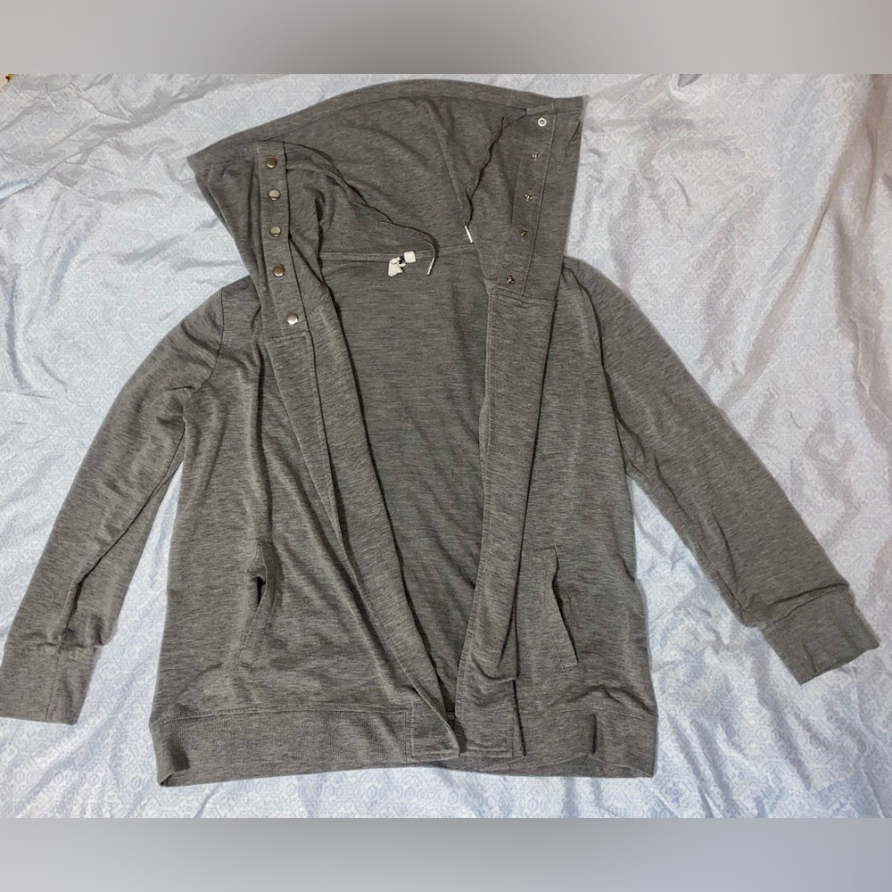 Cable & Gauge Gray Hooded Cardigan large